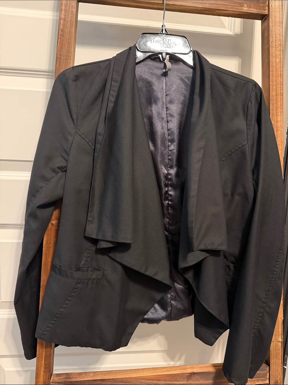 Charlotte Russe Black Draped Open-Front Blazer